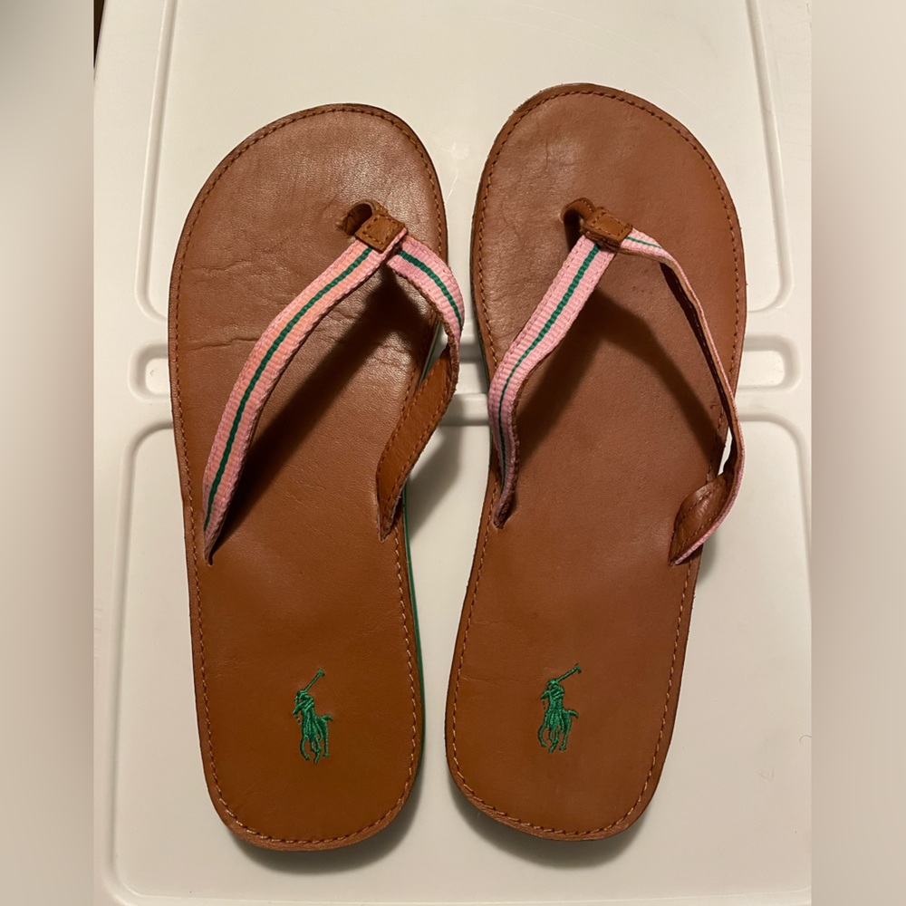 Pink and Green Polo Sandals